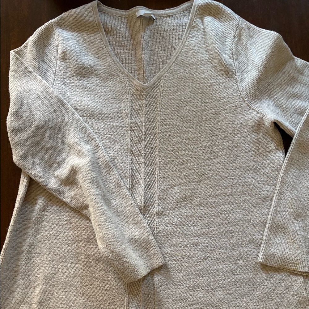 J. Jill Beige Knit V-Neck Top
